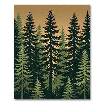Earthy Evergreen Forest Silhouette Rug