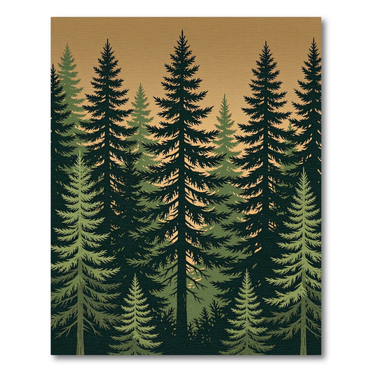 Earthy Evergreen Forest Silhouette Rug