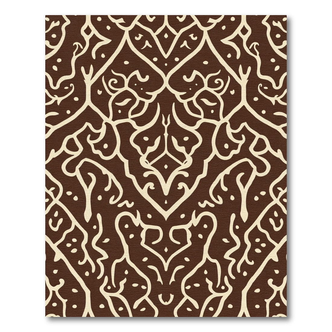 Brown Cream Intricate Floral Damask Rug
