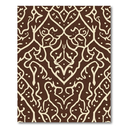 Brown Cream Intricate Floral Damask Rug