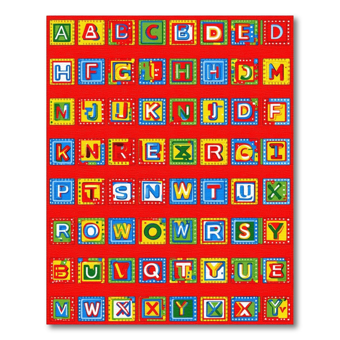 Vibrant Alphabet Block Letters Rug