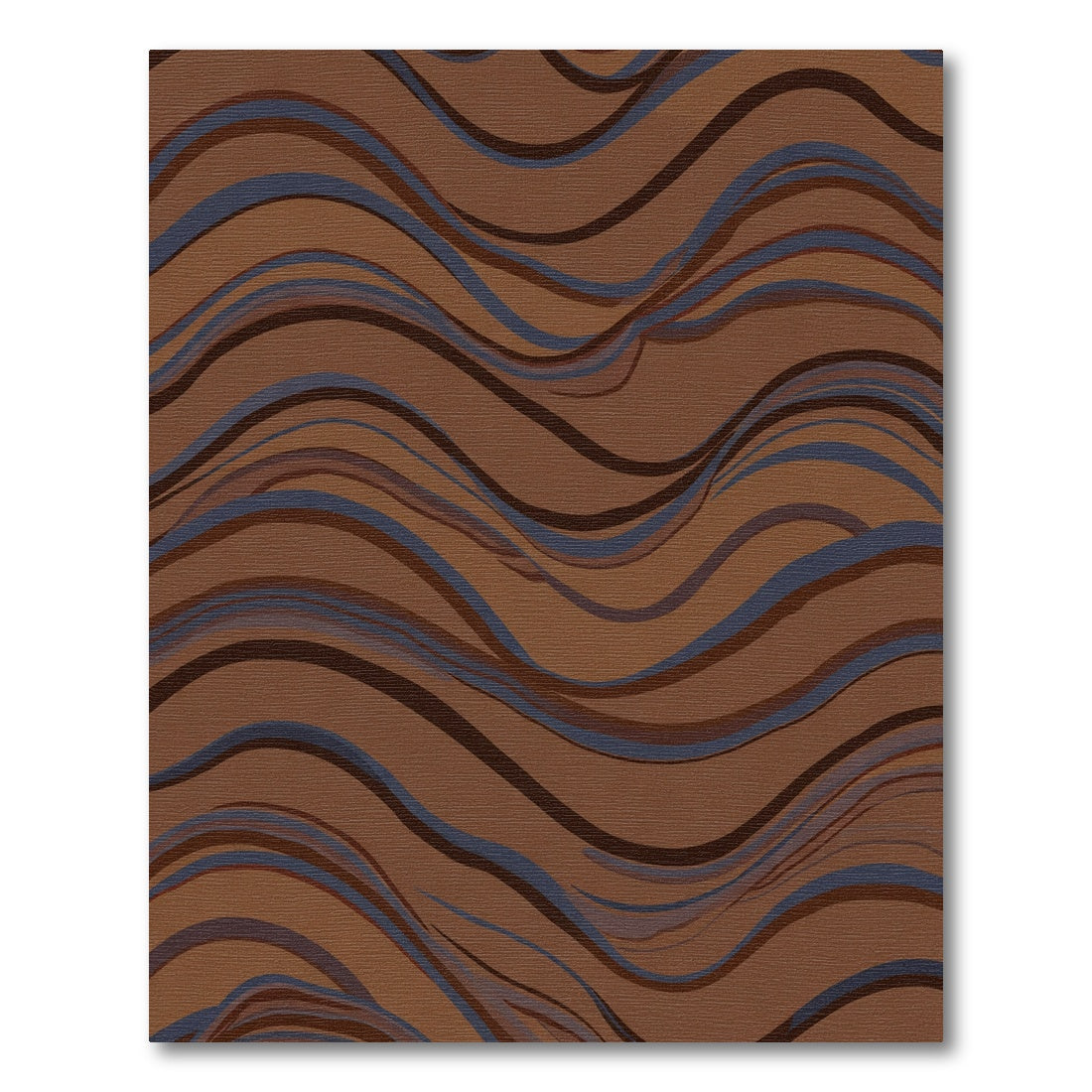 Earthy Brown Abstract Wave Rug