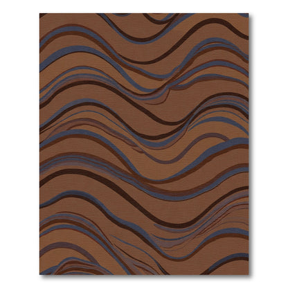 Earthy Brown Abstract Wave Rug
