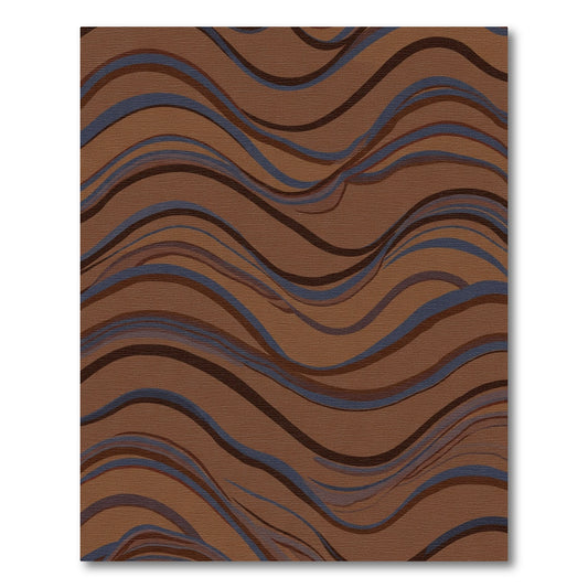 Earthy Brown Abstract Wave Rug
