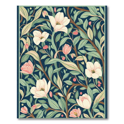 Vintage Navy Floral Blossom Meadow Rug