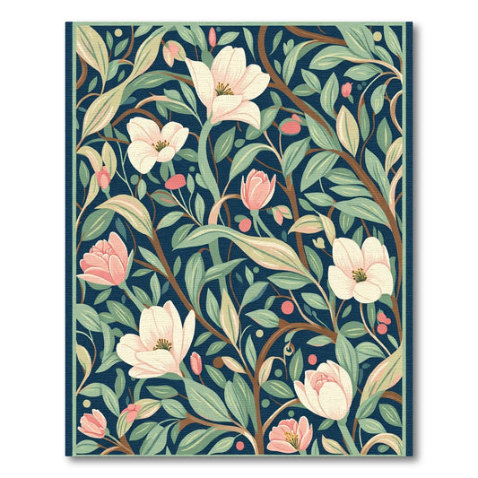 Vintage Navy Floral Blossom Meadow Rug