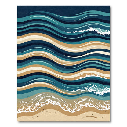 Coastal Waves Deep Blue Sandy Beige Rug