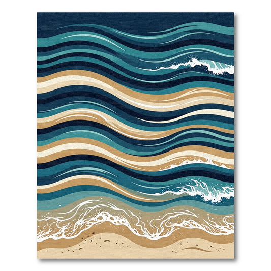 Coastal Waves Deep Blue Sandy Beige Rug