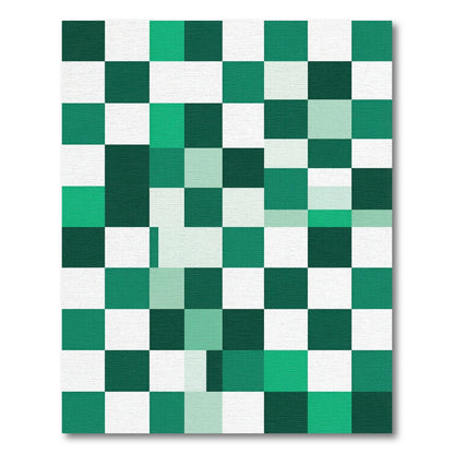 Modern Emerald Forest Pixel Grid Rug