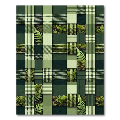 Woven Forest Fern Plaid Grid Rug