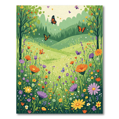 Whimsical Meadow Butterflies Vibrant Garden Rug