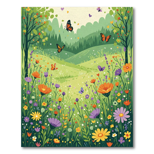 Whimsical Meadow Butterflies Vibrant Garden Rug