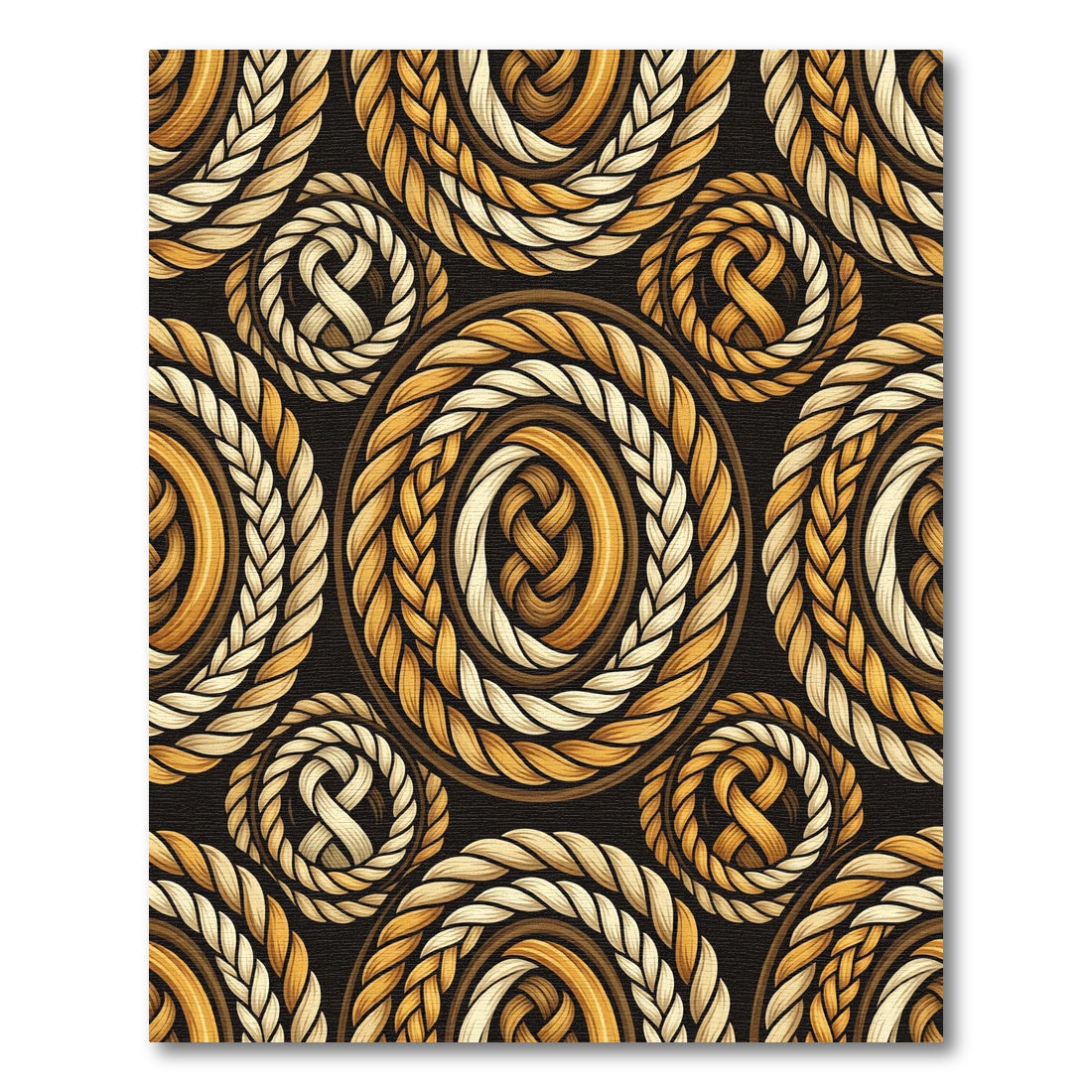 Golden Brown Braided Rope Circles Rug