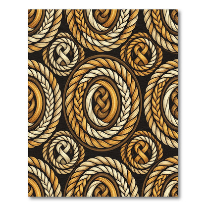 Golden Brown Braided Rope Circles Rug