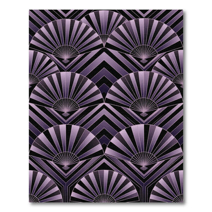 Art Deco Lavender Fan Geometric Rug