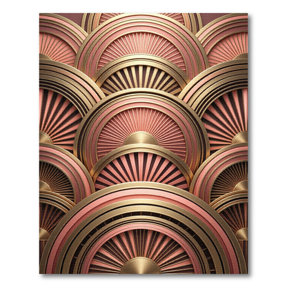 Art Deco Gold and Rose Fan Rug