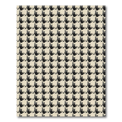 Classic Black White Houndstooth Texture Rug
