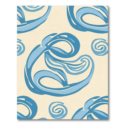 Ocean Blue Swirl Calligraphy Rug