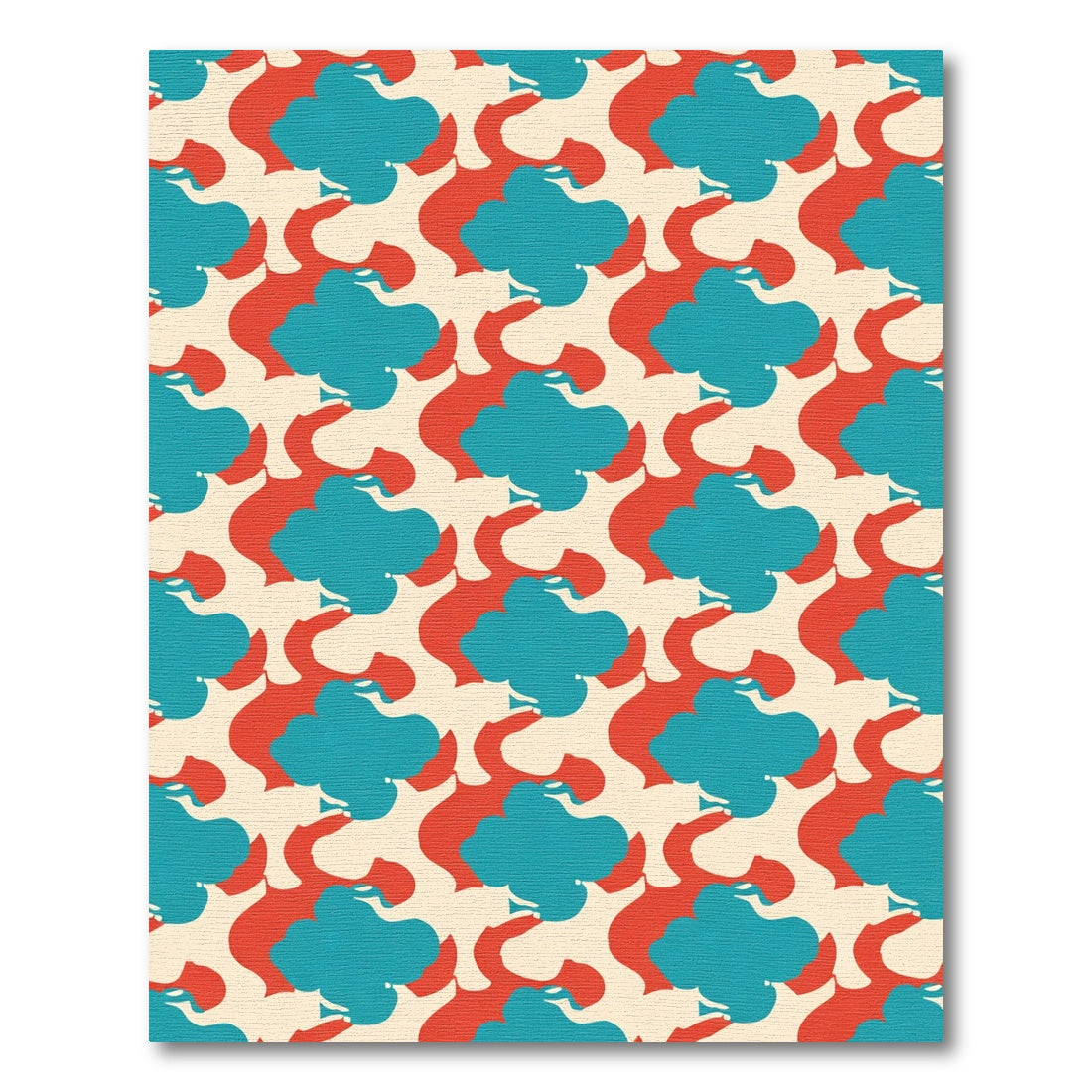 Teal Red Abstract Cloud Arrangement Rug