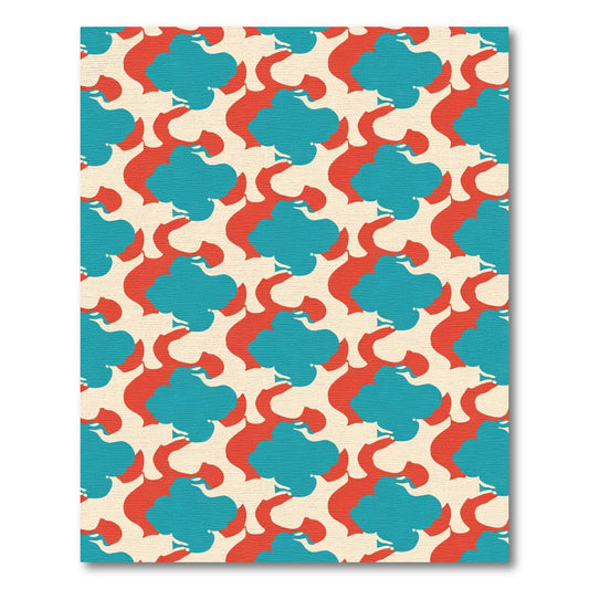 Teal Red Abstract Cloud Arrangement Rug