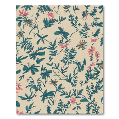 Beige Coral Blue Botanical Garden Rug