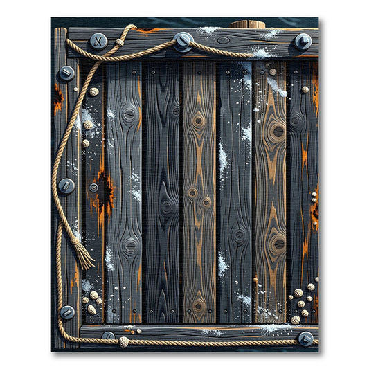Dark Wood Plank Rope Border Rug