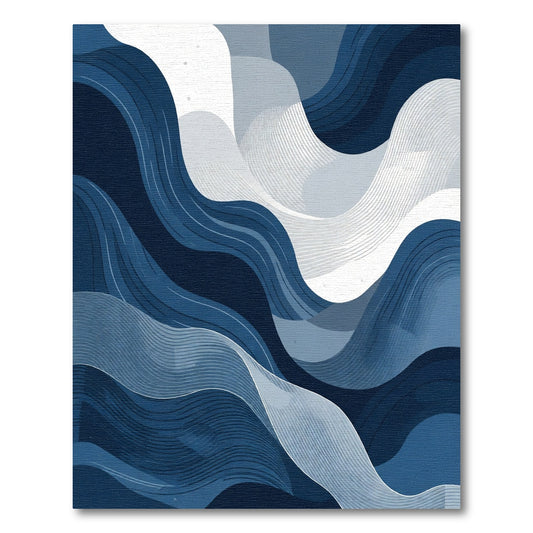 Fluid Waves Abstract Blue Rug