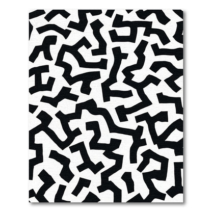 Abstract Black White Labyrinth Rug