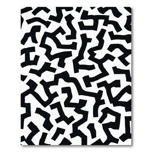 Abstract Black White Labyrinth Rug