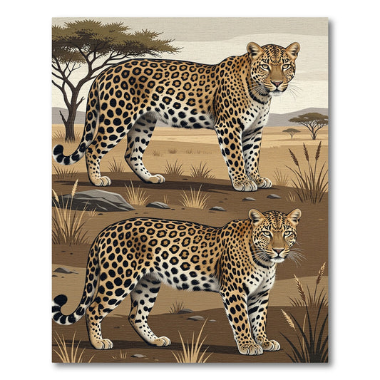 Safari Leopard Spots Savannah Scene Rug