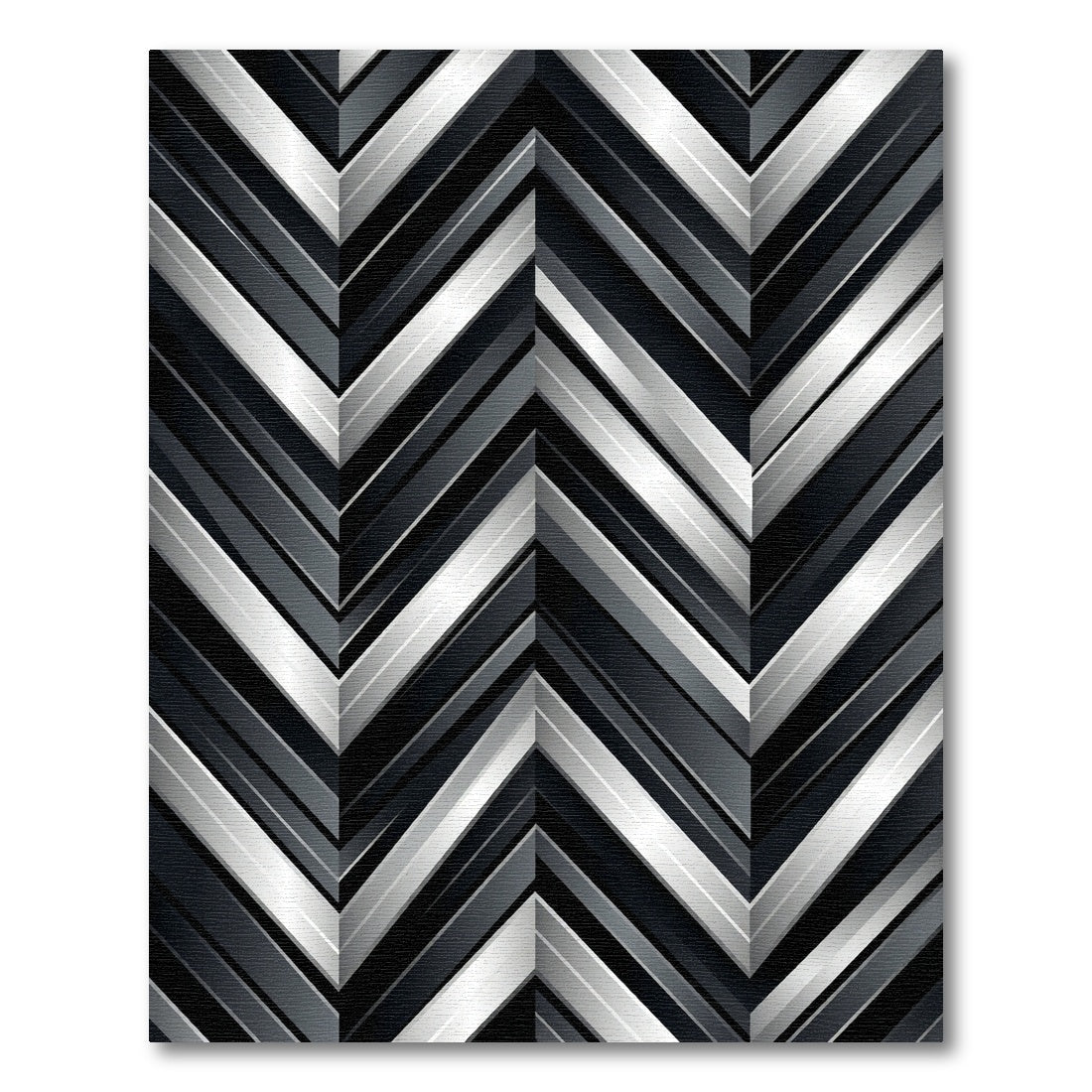 Modern Metallic Silver Chevron Stripe Rug