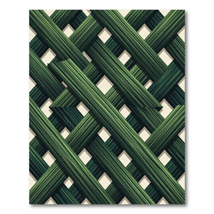 Forest Green Interwoven Geometric Lattice Rug