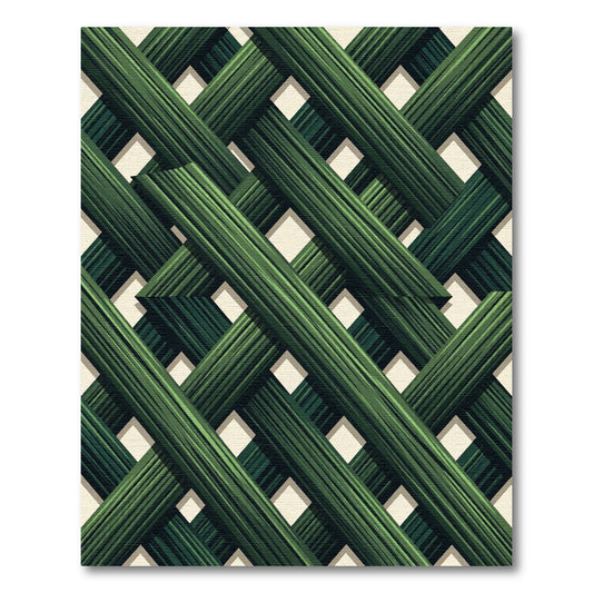 Forest Green Interwoven Geometric Lattice Rug