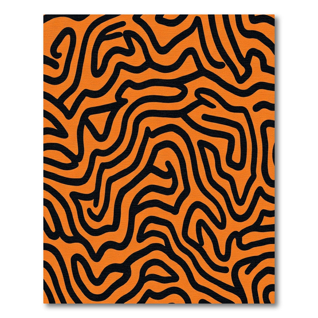 Bold Orange Black Wavy Lines Rug