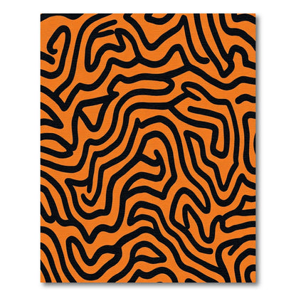 Bold Orange Black Wavy Lines Rug