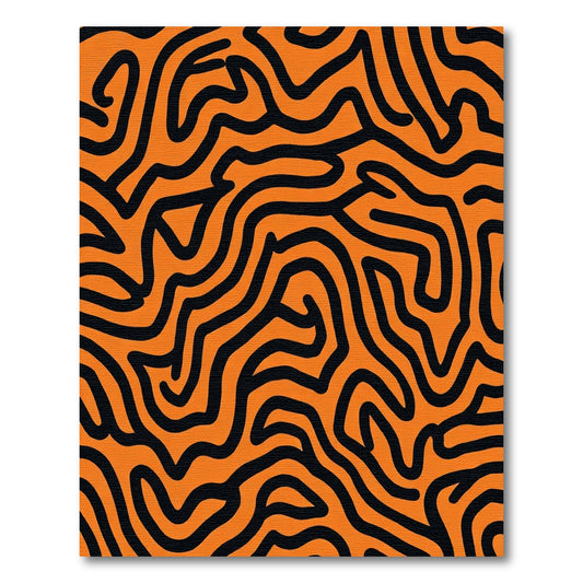 Bold Orange Black Wavy Lines Rug