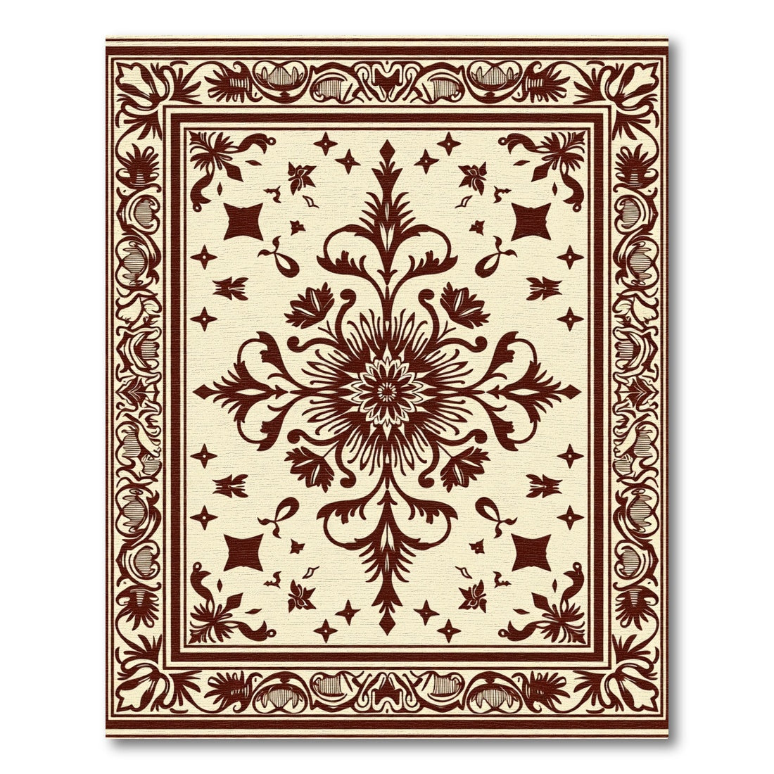 Crimson Classic Bloom Border Rug