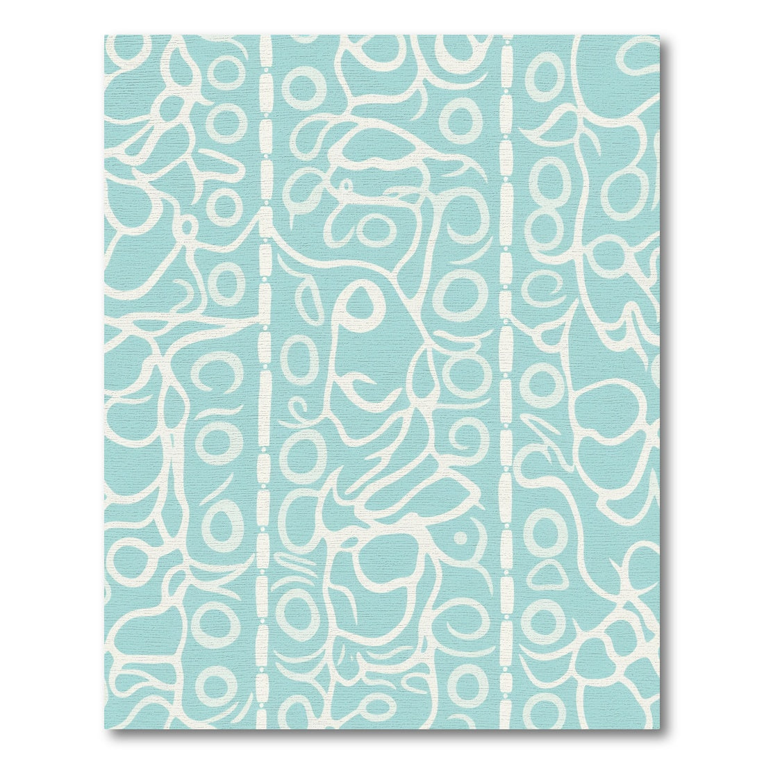 Aqua Blue Abstract Vine Scroll Rug