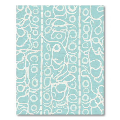 Aqua Blue Abstract Vine Scroll Rug