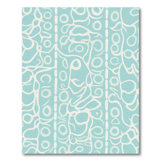 Aqua Blue Abstract Vine Scroll Rug