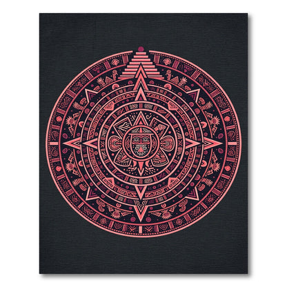 Coral Sun Calendar Medallion Rug