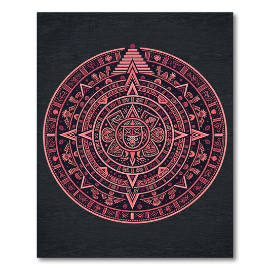 Coral Sun Calendar Medallion Rug
