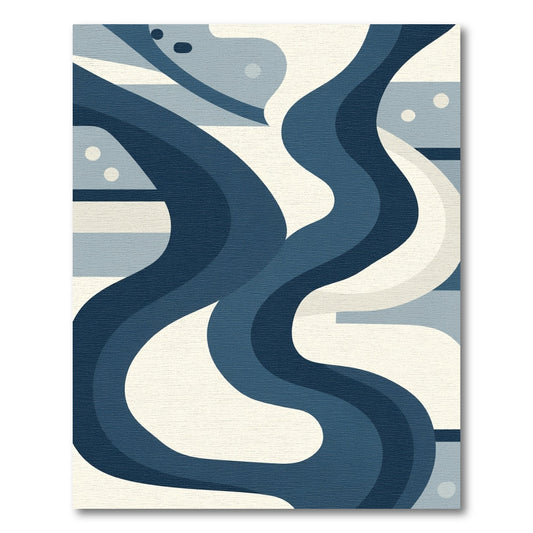 Navy White Abstract Swirl Rug