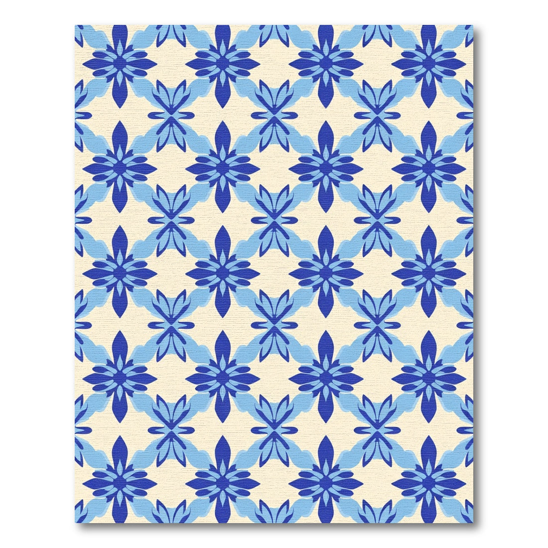 Royal Blue Medallion Geometric Pattern Rug