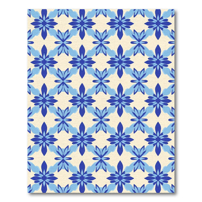 Royal Blue Medallion Geometric Pattern Rug