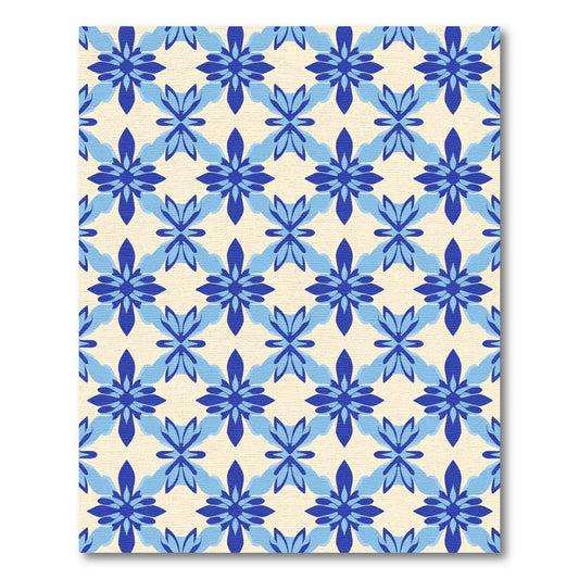 Royal Blue Medallion Geometric Pattern Rug