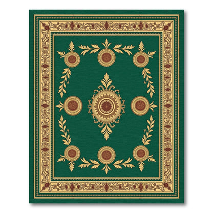 Emerald Green Medallion Floral Border Rug