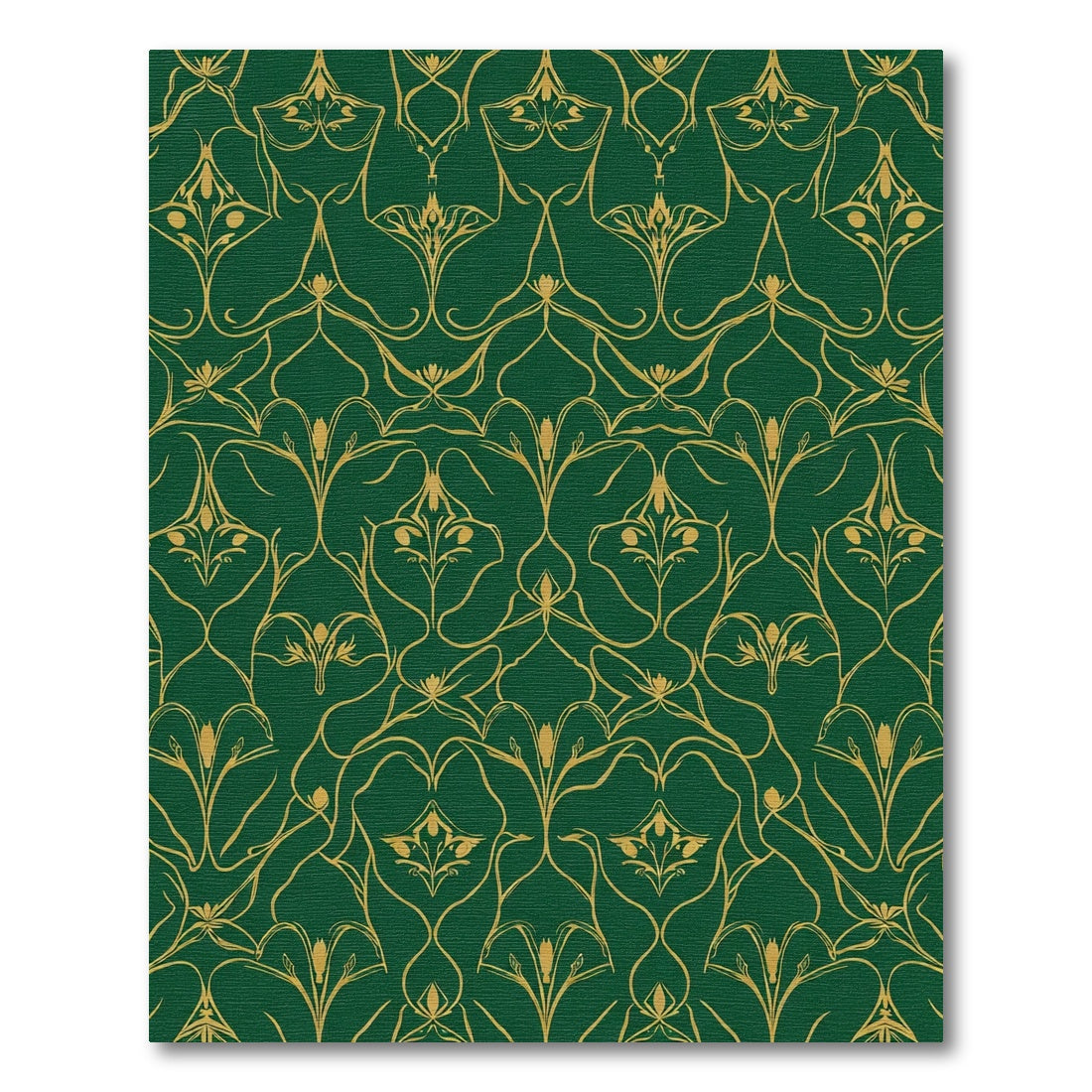 Emerald Gold Art Nouveau Floral Rug