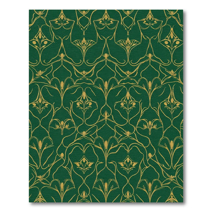 Emerald Gold Art Nouveau Floral Rug