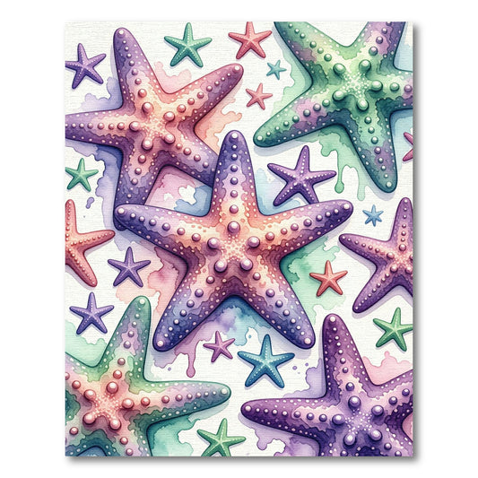 Watercolor Starfish Shoreline Coastal Art Rug